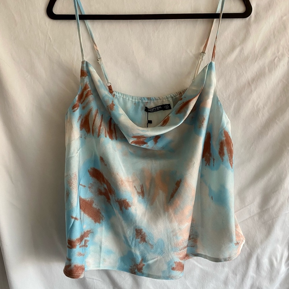 Multi Color Crop Tank Top- Satin, Spaghetti Strap